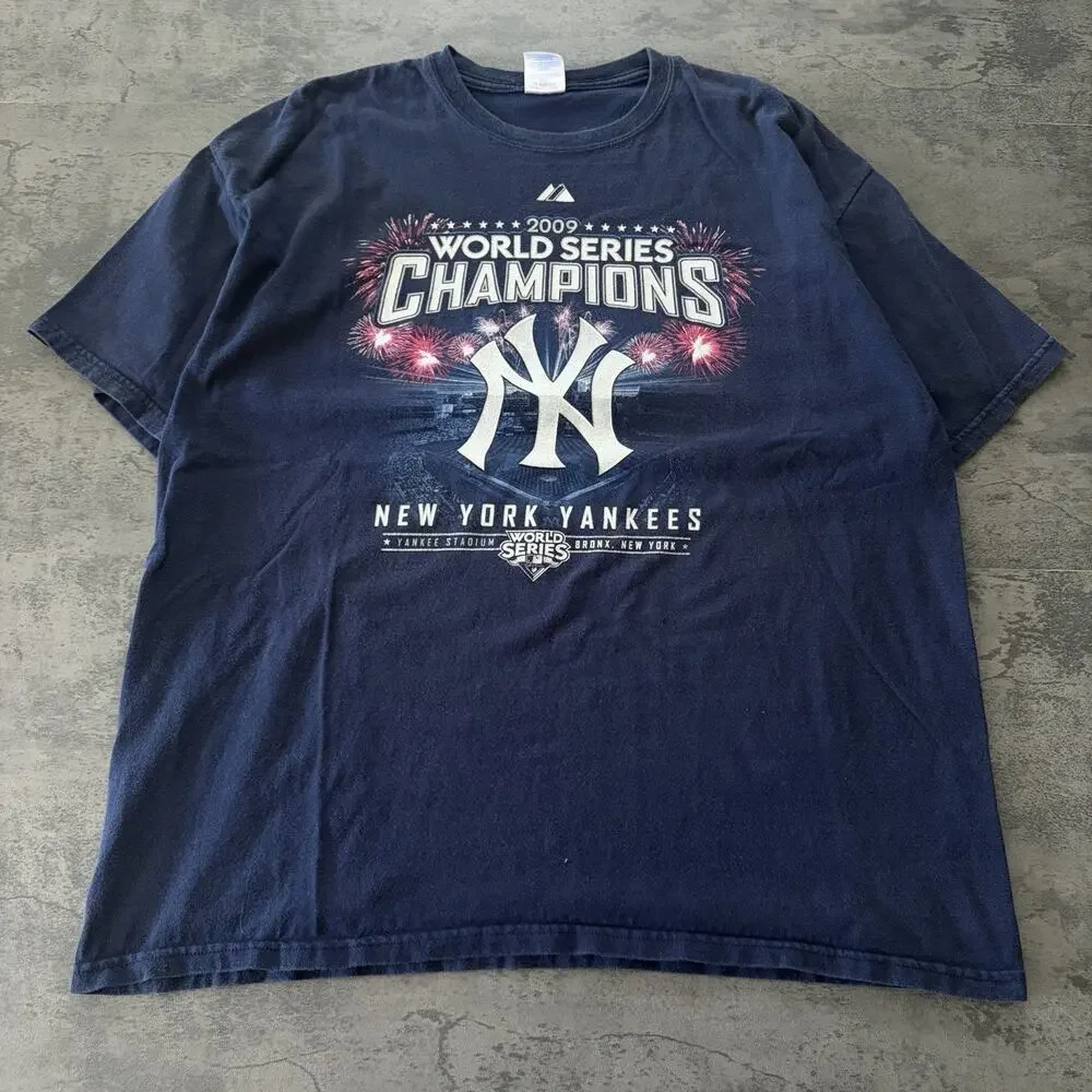 New York Yankees Shirt Mens XLarge 2009 MLB World Series Champions Majestic